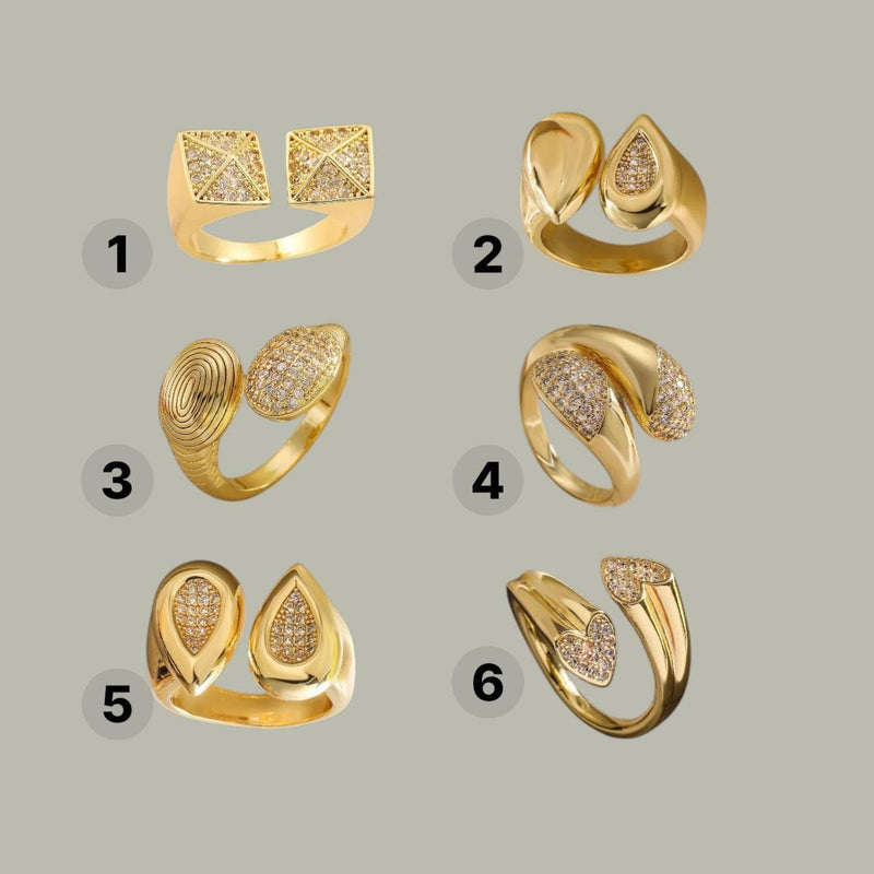 Open Ring, Adjustable Ring for Women, 18K Gold Plated