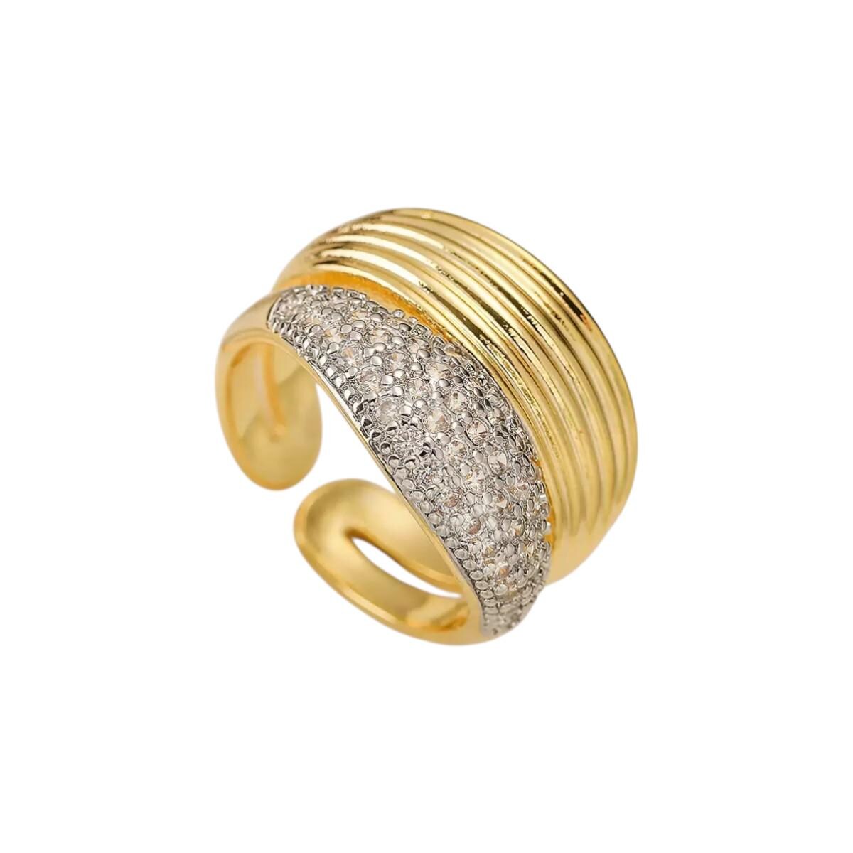 Gold Plated CZ Open Cuff Ring