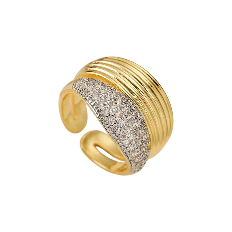 Gold Plated CZ Open Cuff Ring