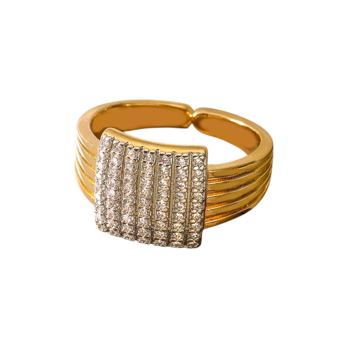 Gold Plated CZ Open Cuff Ring
