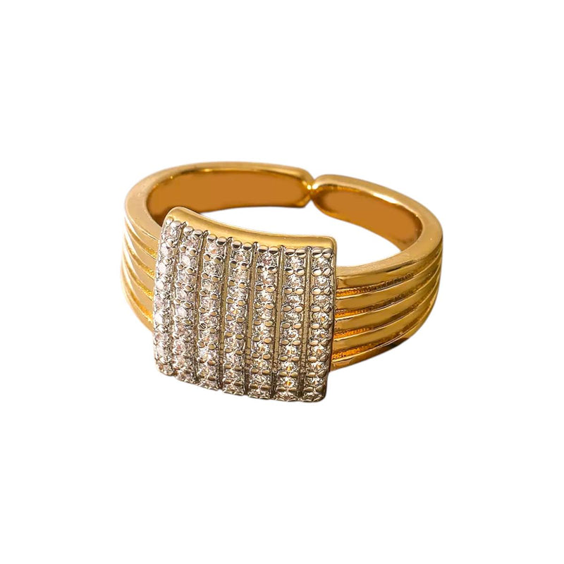 Gold Plated CZ Open Cuff Ring