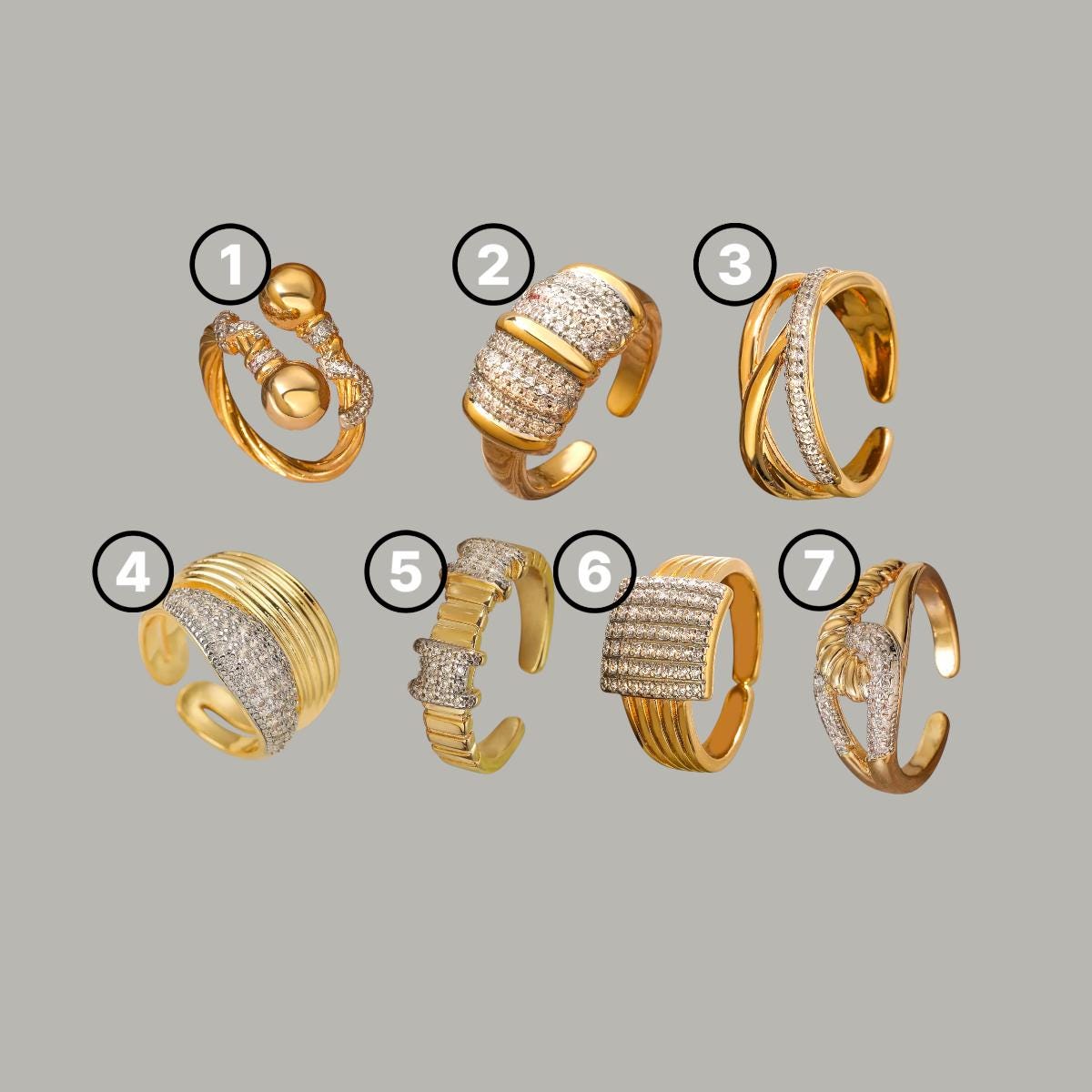 Gold Plated CZ Open Cuff Ring