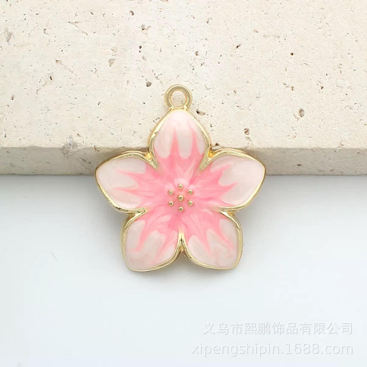 Colorful Gold Edge Floral Pendants -Enamel Flower Charms