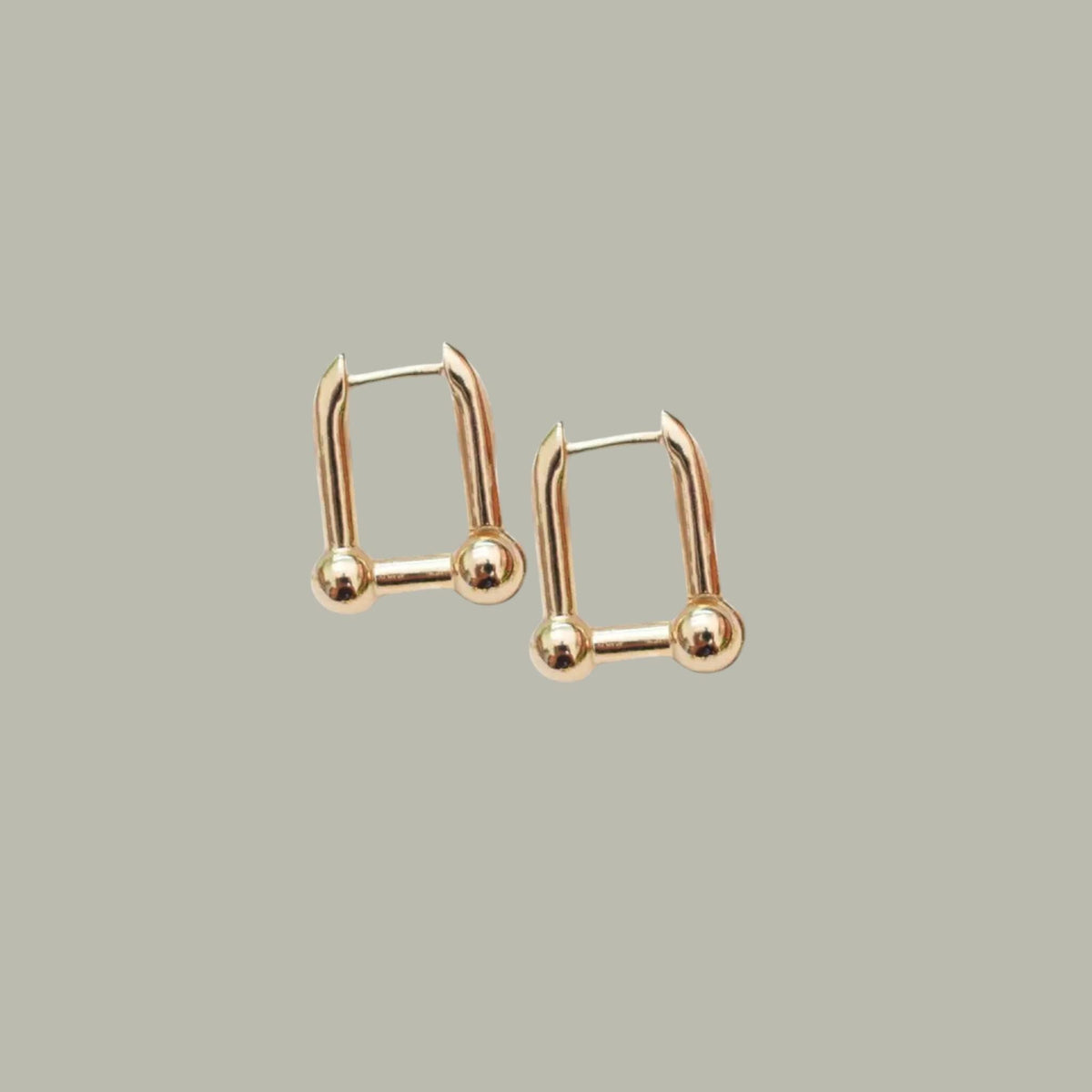 Gold Plated U-Shape Stud Earrings, Minimalist Geometric Design