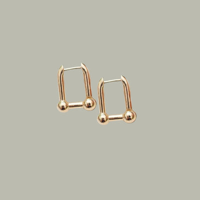 Gold Plated U-Shape Stud Earrings, Minimalist Geometric Design