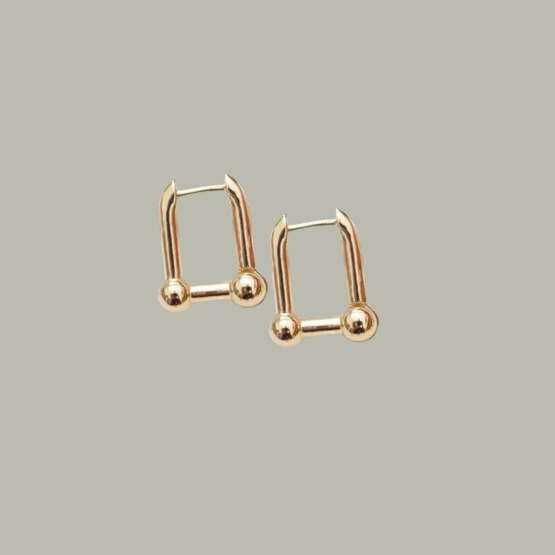 Gold Plated U-Shape Stud Earrings, Minimalist Geometric Design