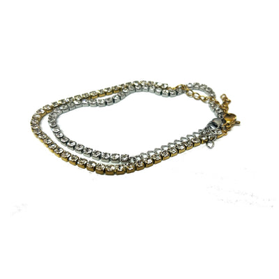 Gold or Silver CZ Tennis Bracelet  Dainty Crystal Link Bracelet  Minimalist Stackable Jewelry