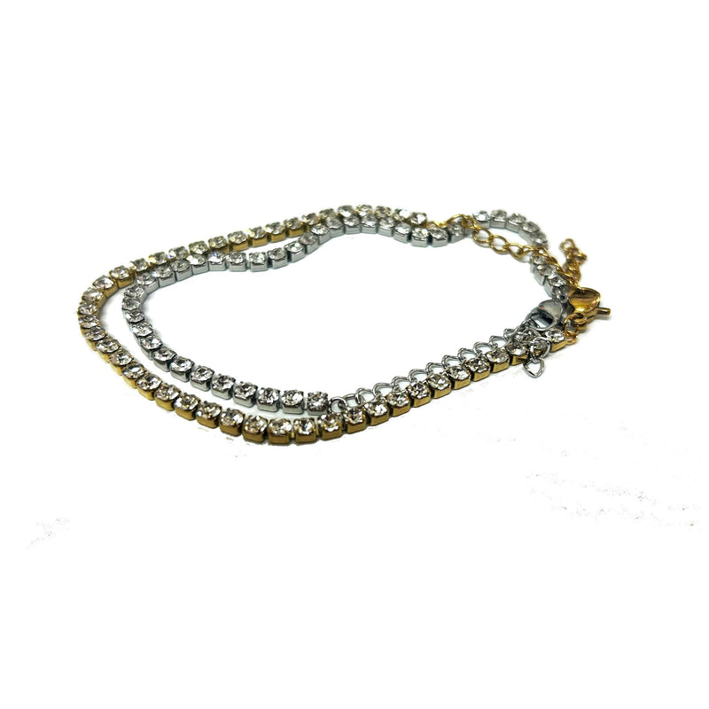 Gold or Silver CZ Tennis Bracelet  Dainty Crystal Link Bracelet  Minimalist Stackable Jewelry
