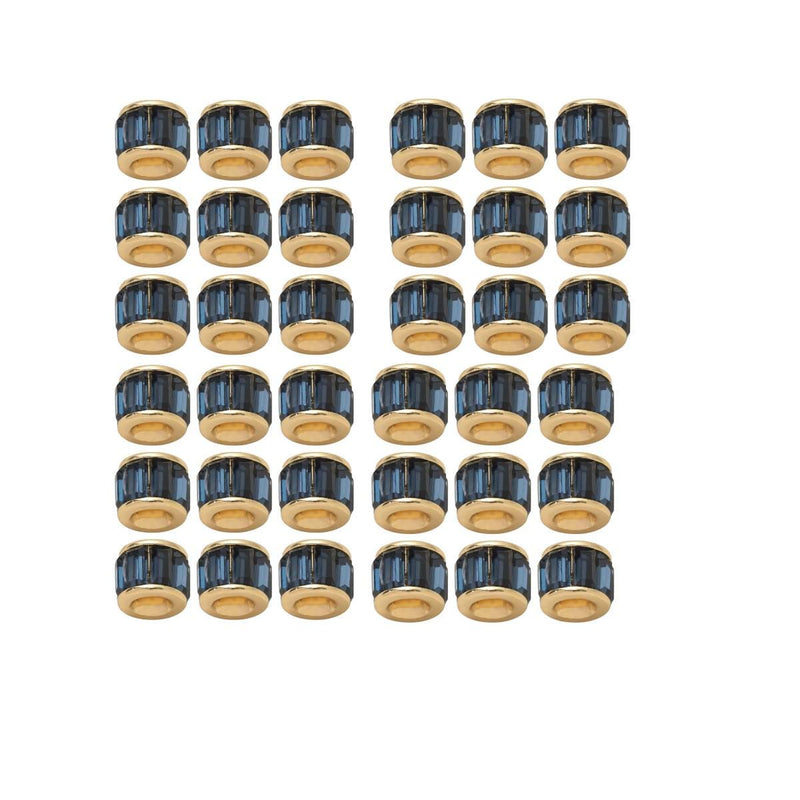 Gold Plated Crystal Spacer Beads, Emerald Blue Clear Barrel Rondelle Spacers
