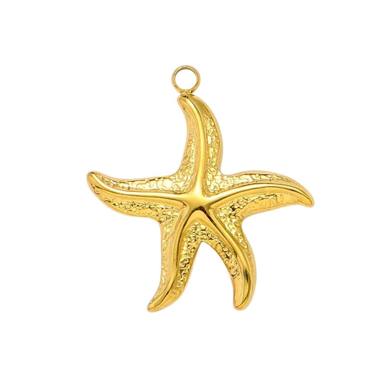 Gold Stainless Steel Starfish Charms  22mm to 42mm