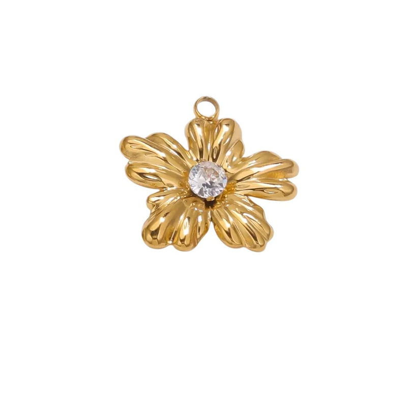 Gold Plated Flower Charms with Pearl or CZ Center