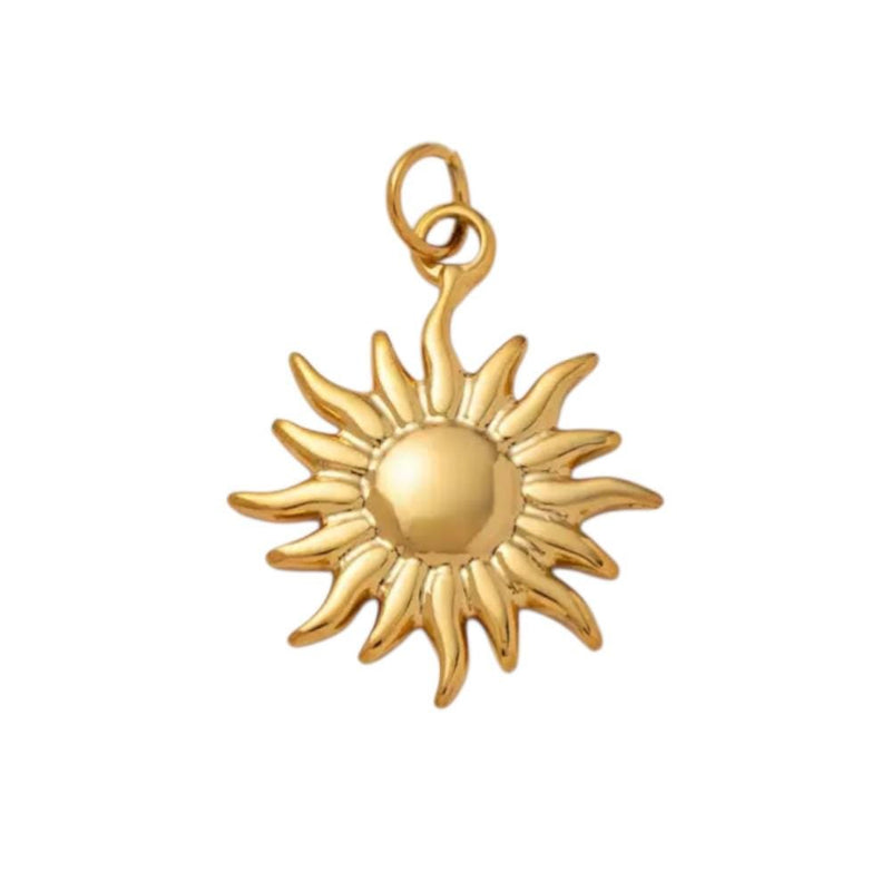 Gold Plated Celestial & Heart Charms, Sun Moon Star Pendant Collection, Stainless Steel -CZ-Opal