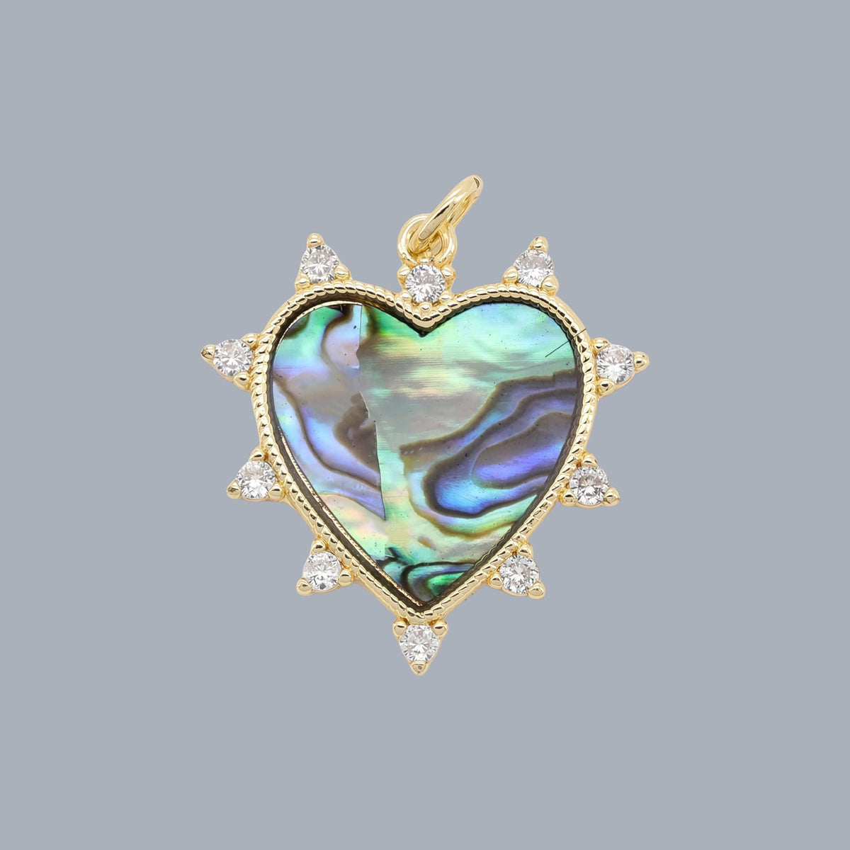 18K Gold Plated Charm, Mother of Pearl, Evil Eye, Celestial Pendant