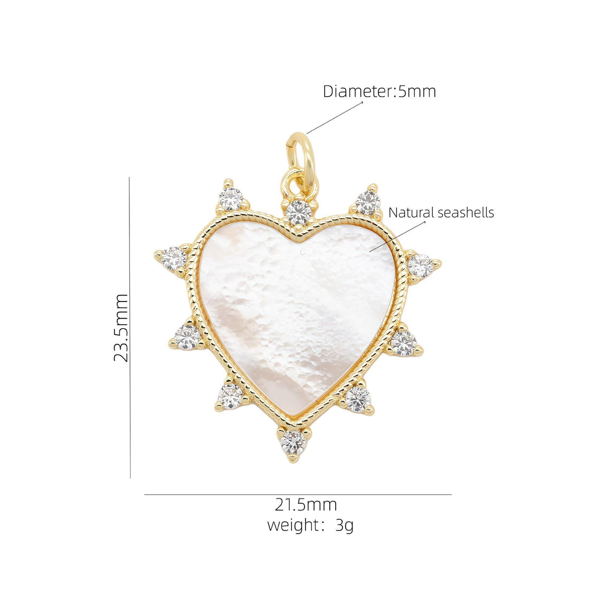 18K Gold Plated Charm, Mother of Pearl, Evil Eye, Celestial Pendant