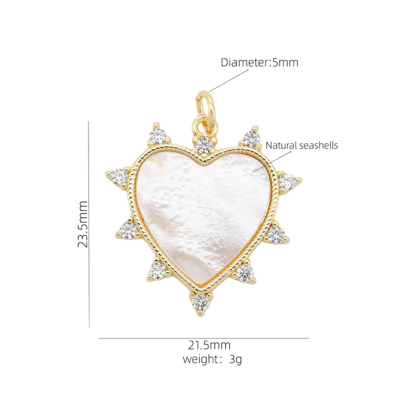 18K Gold Plated Charm, Mother of Pearl, Evil Eye, Celestial Pendant