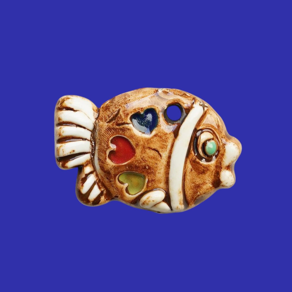 Hand Painted Ceramic Fish Charms, Nautical Jewelry Beads.
