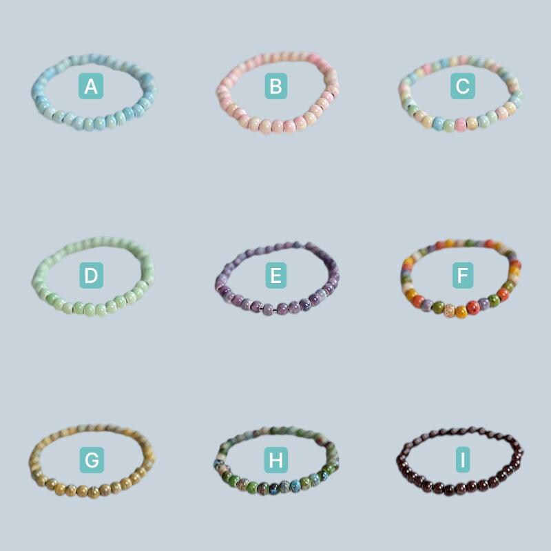 Ceramic Beaded Stretch Bracelets, Pastel & Earth Tone Handmade Bracelets, Stackable Boho Minimal Jewelry