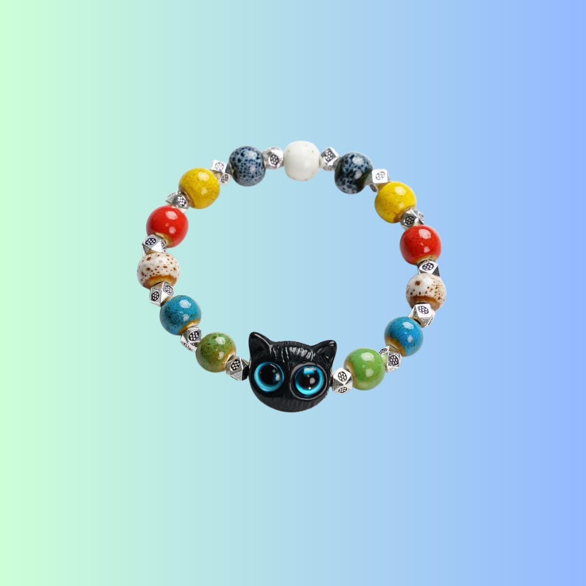 Handmade Ceramic Bead Bracelets, Colorful Adjustable Boho Bracelets