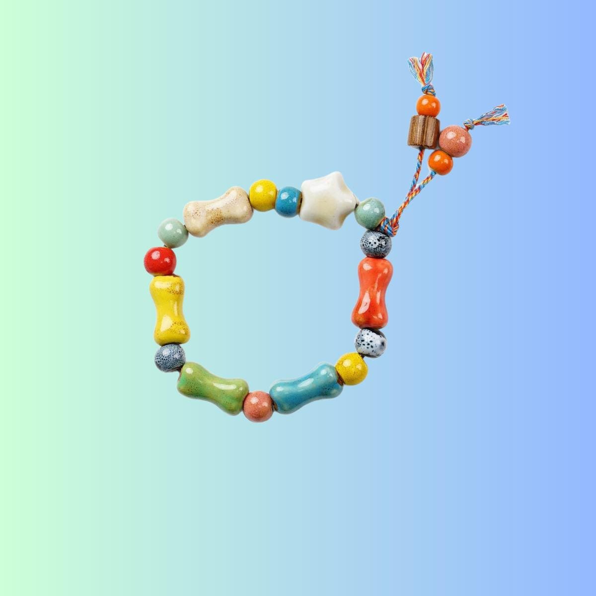 Handmade Ceramic Bead Bracelets, Colorful Adjustable Boho Bracelets