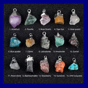 Raw Crystal Stone Pendants, Natural Gemstone Rough Point Charms, Healing Crystal