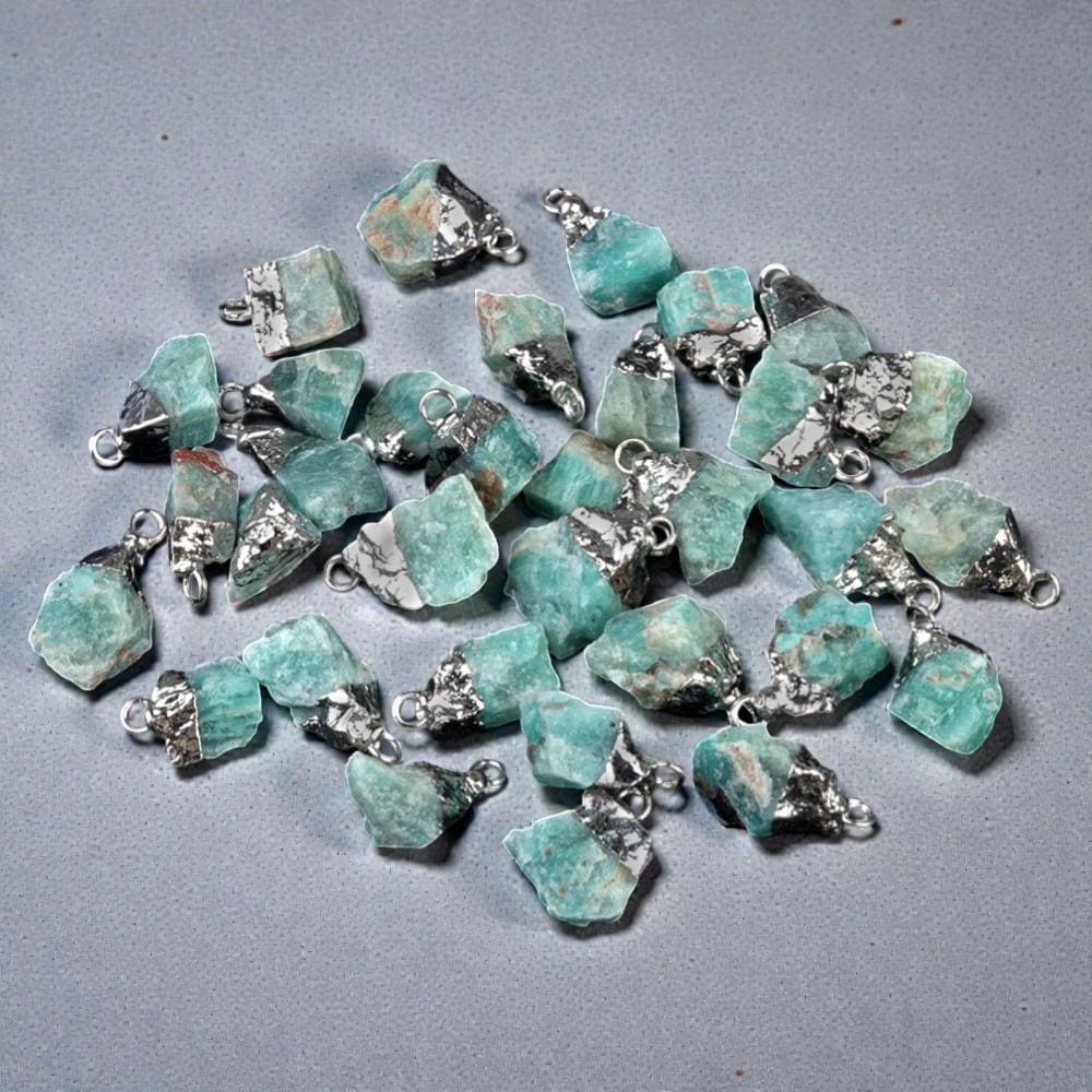 Raw Crystal Stone Pendants, Natural Gemstone Rough Point Charms, Healing Crystal