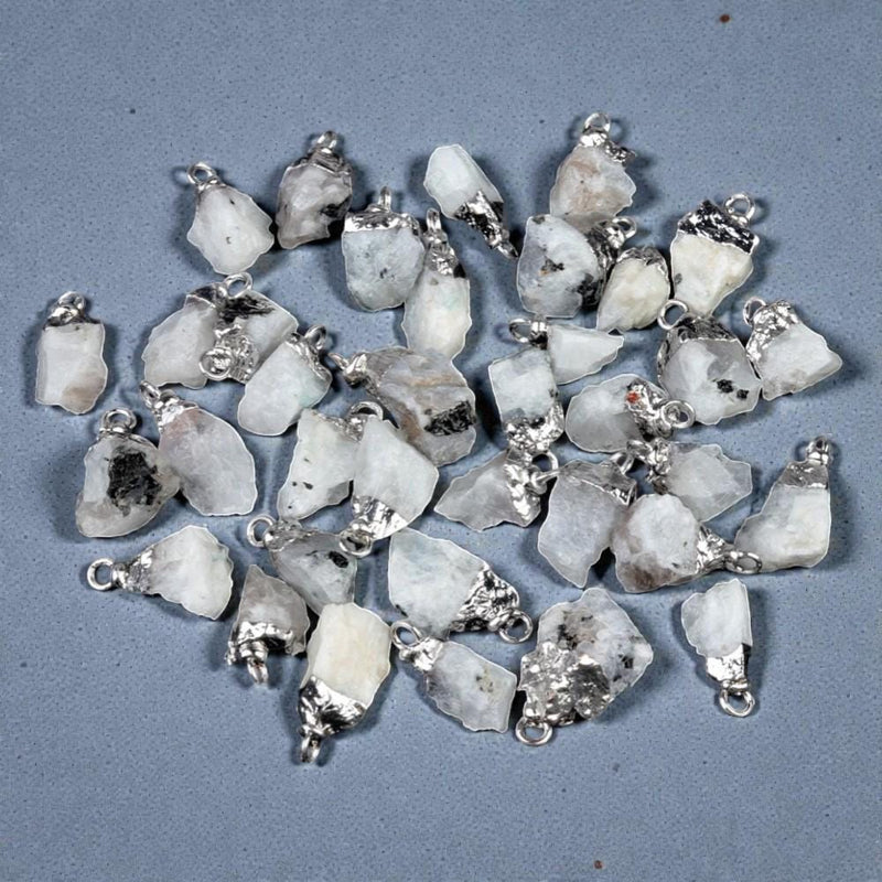 Raw Crystal Stone Pendants, Natural Gemstone Rough Point Charms, Healing Crystal
