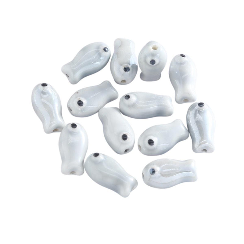 Glazed Ceramic Fish Beads, Colorful Jewelry Making Supplies.