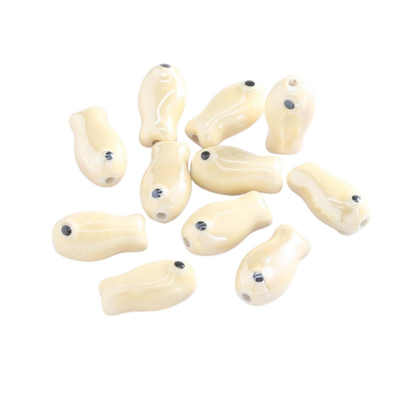 Glazed Ceramic Fish Beads, Colorful Jewelry Making Supplies.