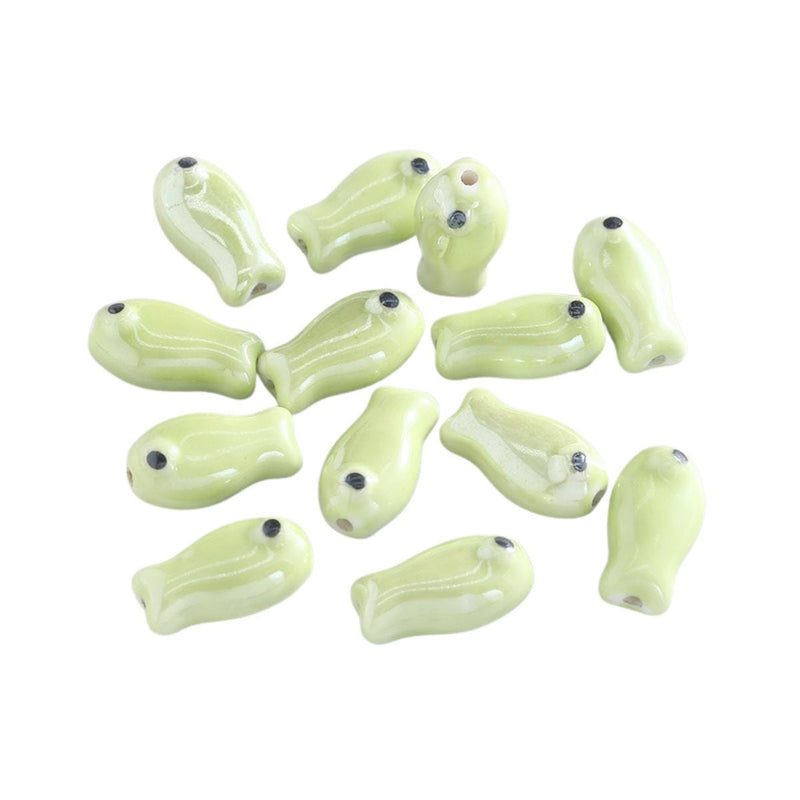 Glazed Ceramic Fish Beads, Colorful Jewelry Making Supplies.