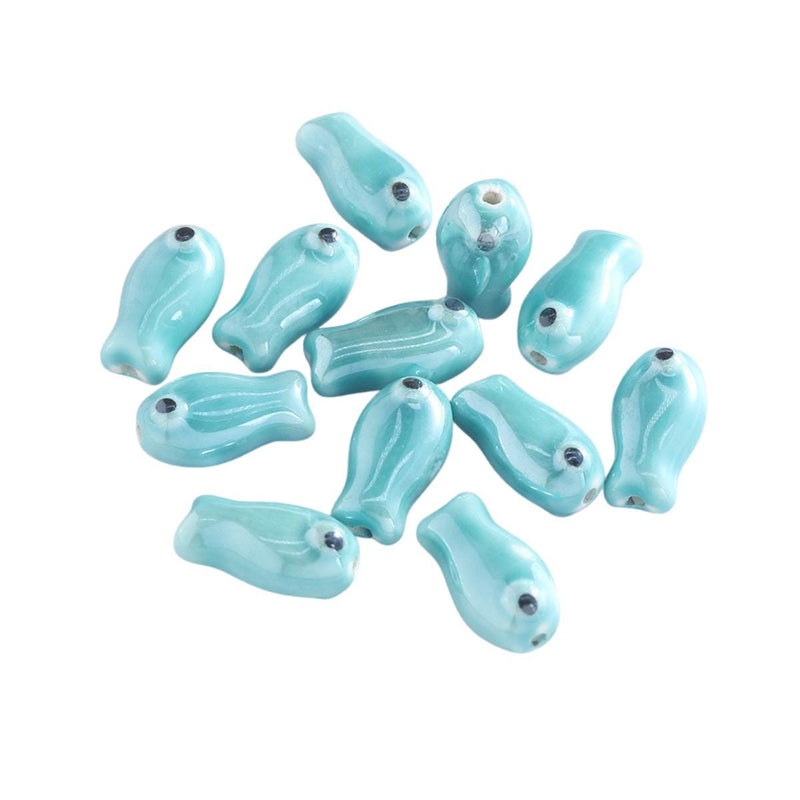 Glazed Ceramic Fish Beads, Colorful Jewelry Making Supplies.