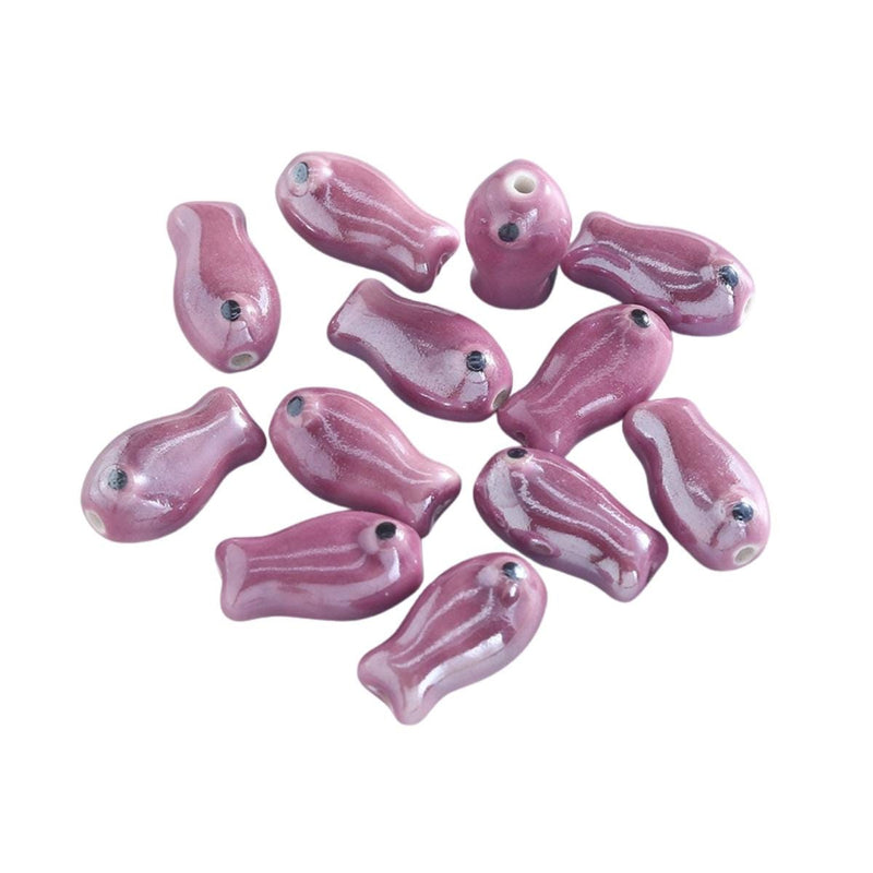 Glazed Ceramic Fish Beads, Colorful Jewelry Making Supplies.