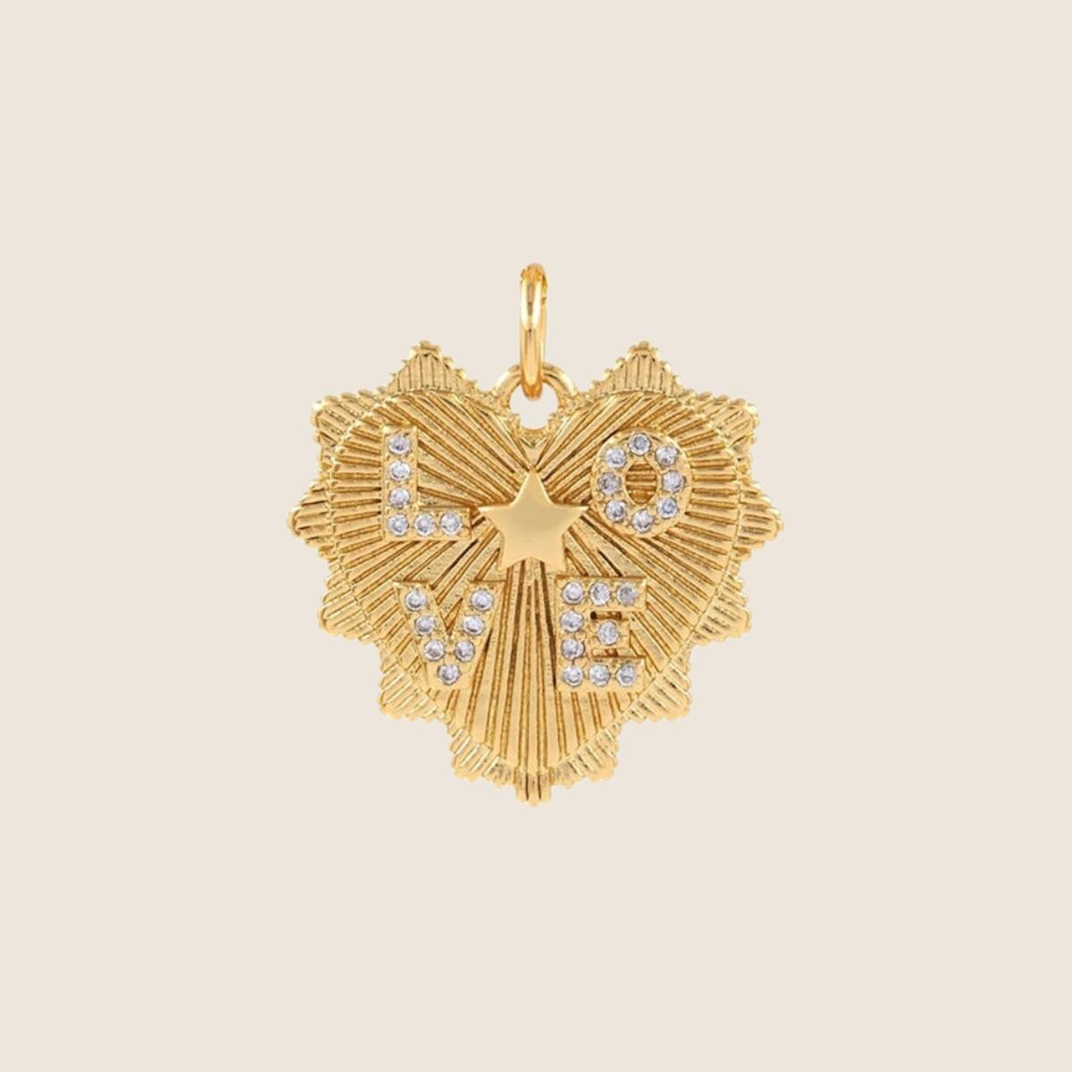 Gold Plated Heart & Star Pendant Charm