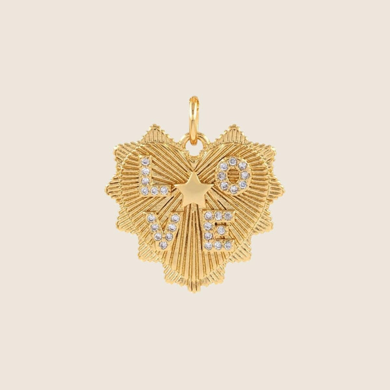 Gold Plated Heart & Star Pendant Charm