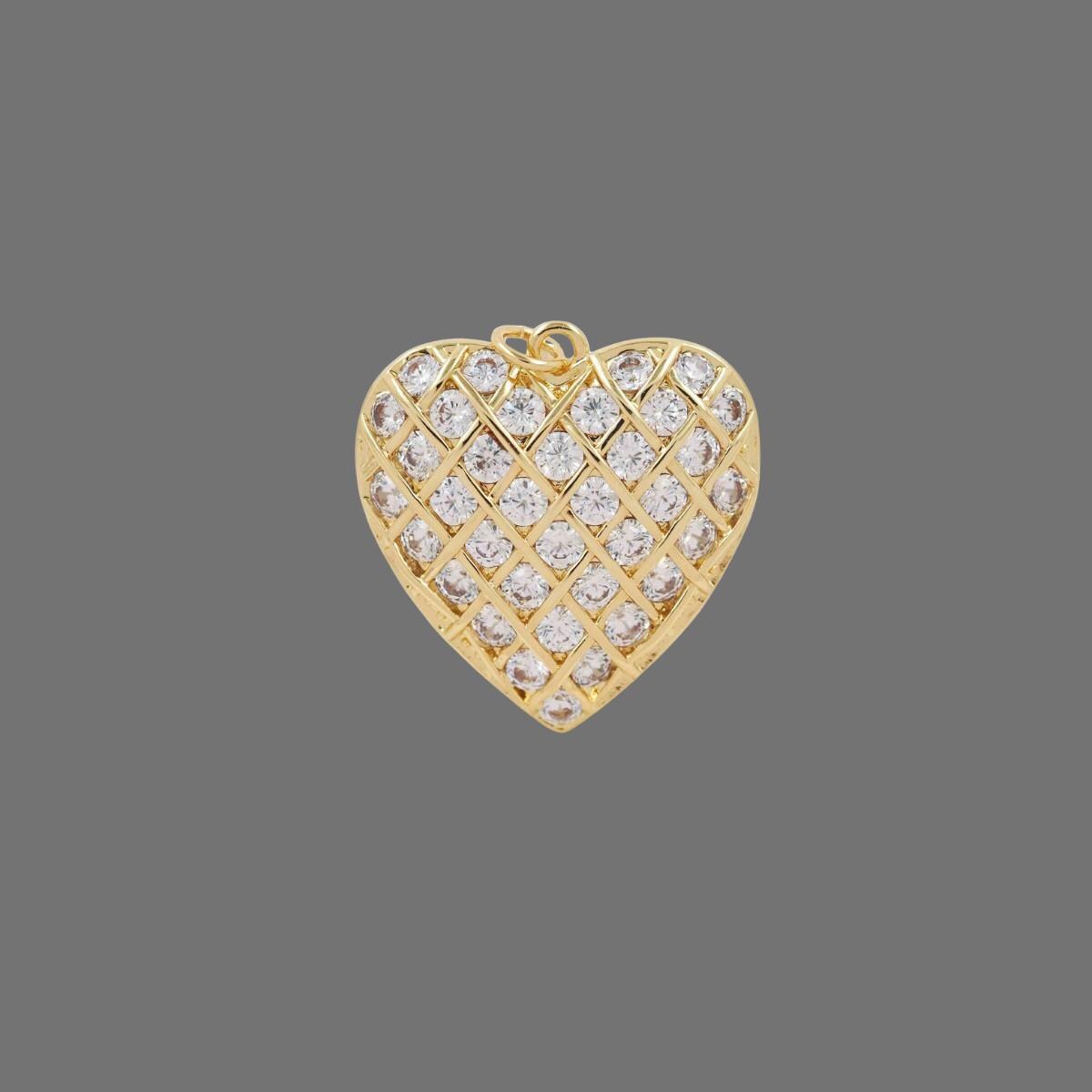 Gold Plated Heart Pearl Charm | CZ Crystal Love Pendant