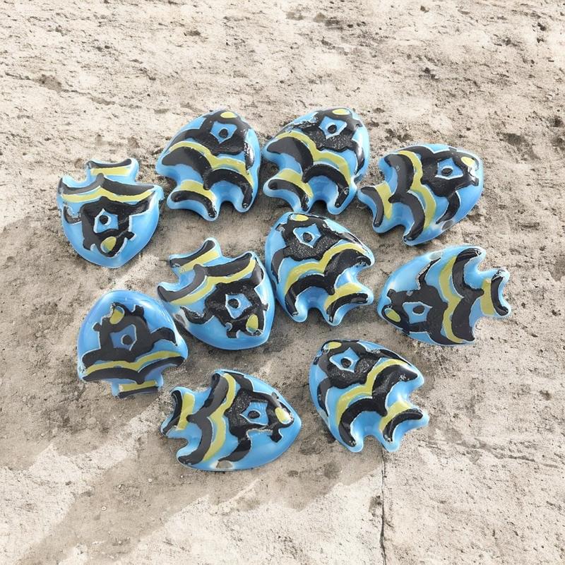 Colorful Ceramic Fish Beads 21.2mmx17.3mm 7.2mm thick