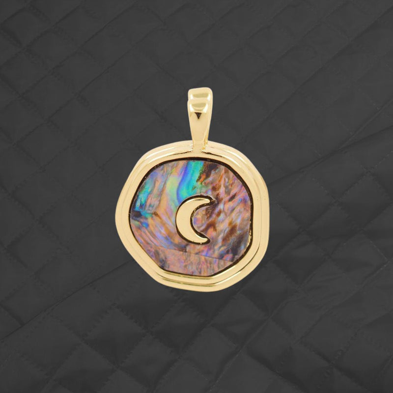 Gold Plated Shell Pendant | Mother of Pearl, Abalone Charm