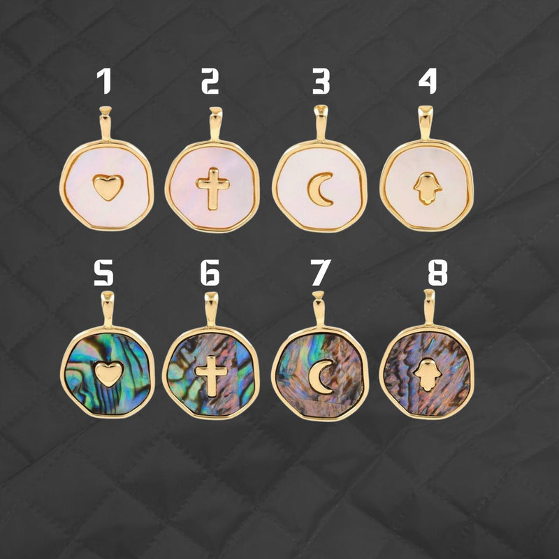 Gold Plated Shell Pendant | Mother of Pearl, Abalone Charm