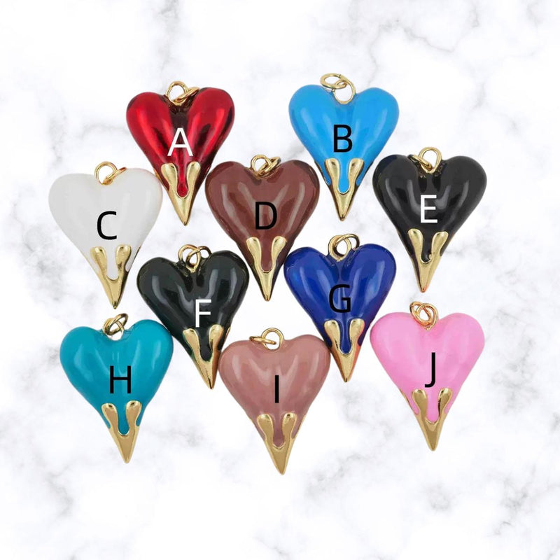Gold Plated Enamel Heart Charm | Colorful Heart Pendant