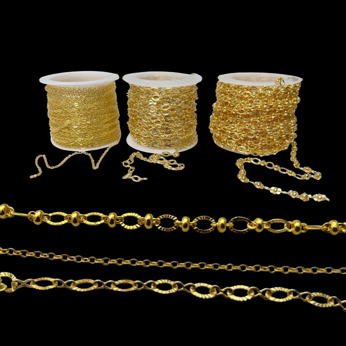 14 karat Gold Plated Chain Satelillte , Cable , Belcher - Chain by the Yard
