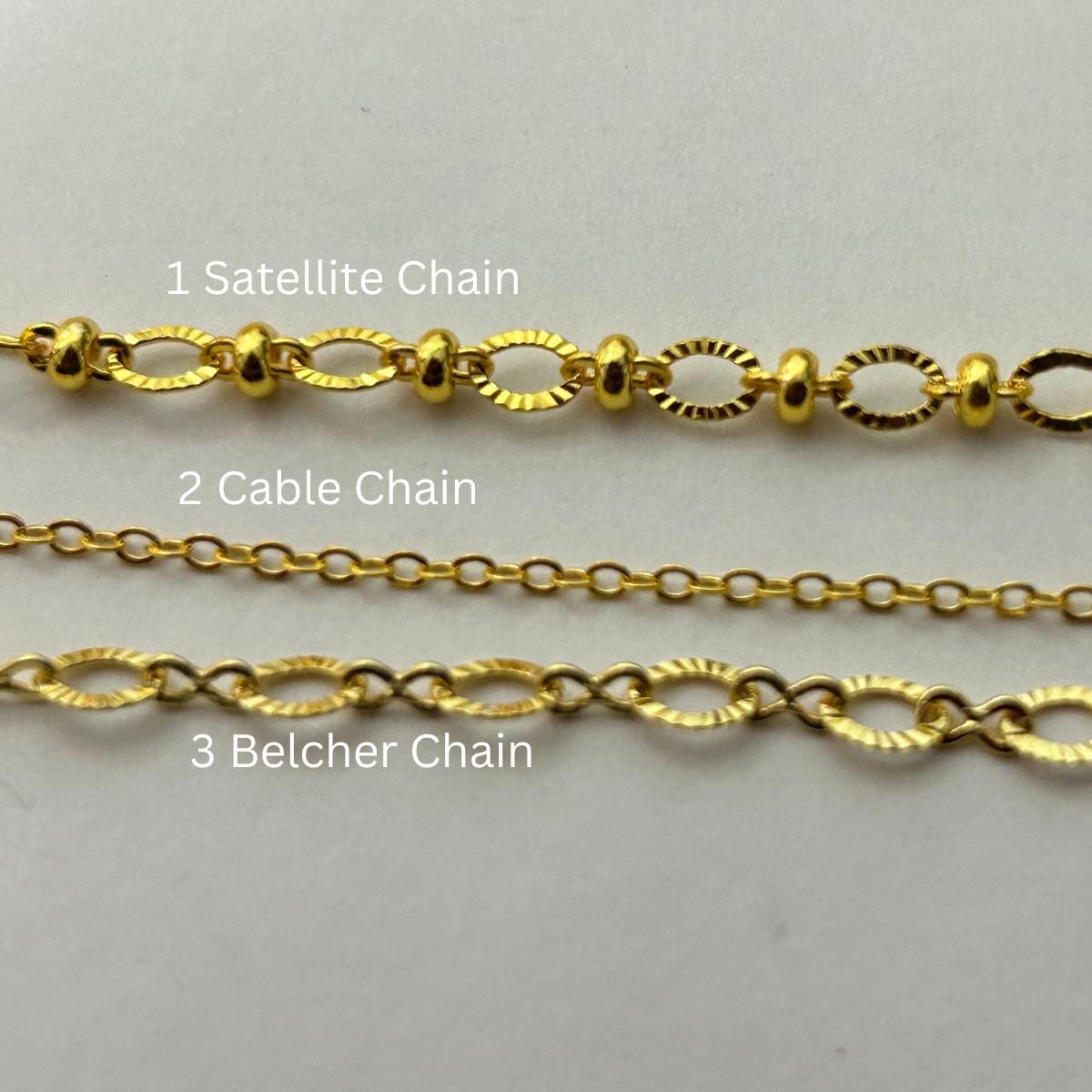 14 karat Gold Plated Chain Satelillte , Cable , Belcher - Chain by the Yard