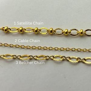 14 karat Gold Plated Chain Satelillte , Cable , Belcher - Chain by the Yard