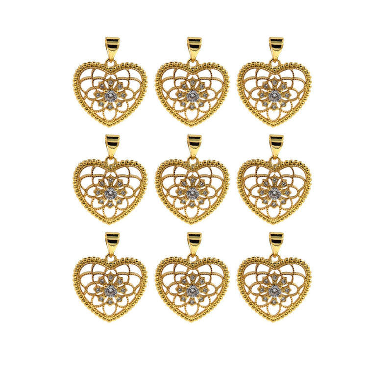 CZ Filigree Heart Charm,