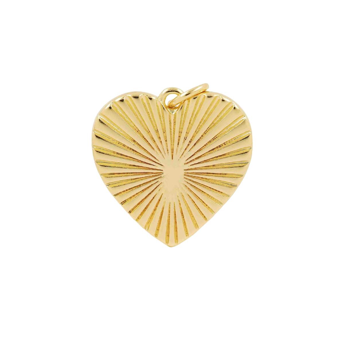 Gold Plated Heart Pendant: Starburst CZ Crystal Accent
