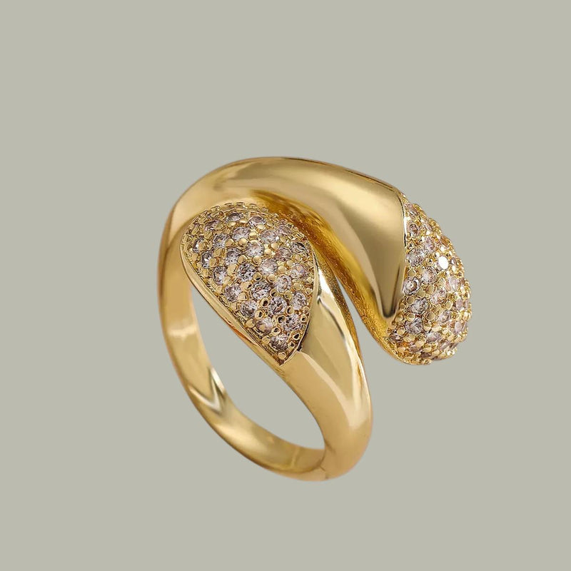 Open Ring, Adjustable Ring for Women, 18K Gold Plated