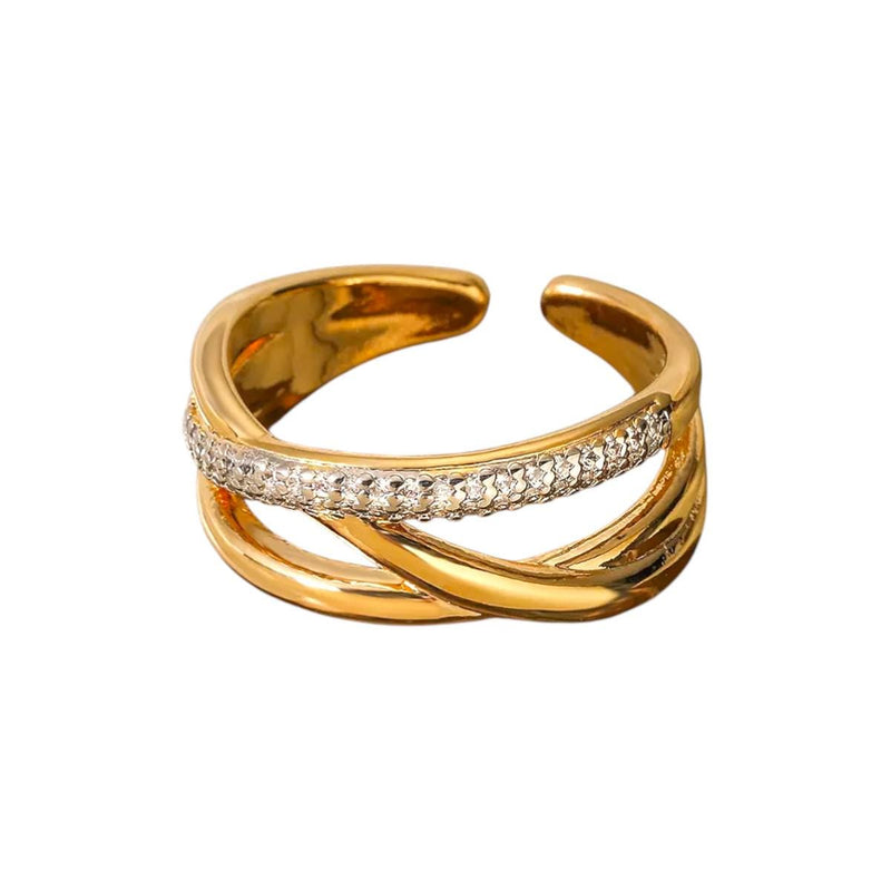 Gold Plated CZ Open Cuff Ring