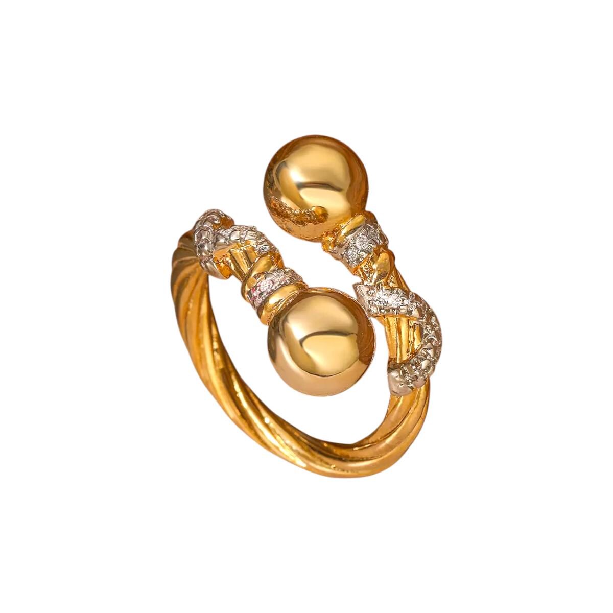 Gold Plated CZ Open Cuff Ring
