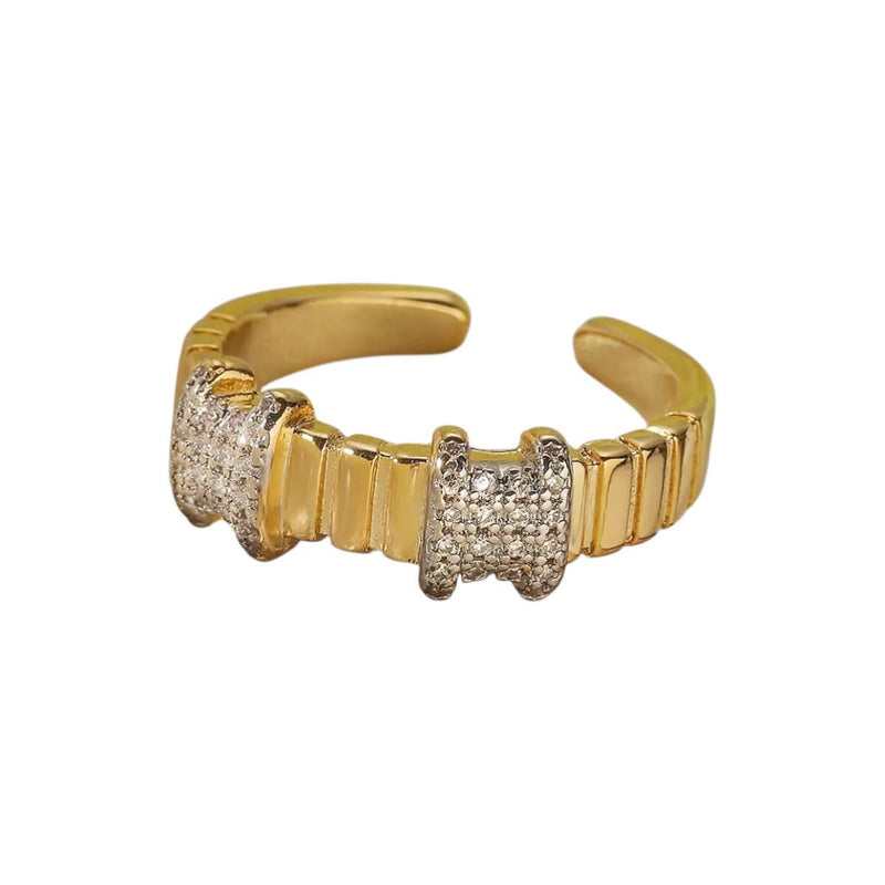 Gold Plated CZ Open Cuff Ring