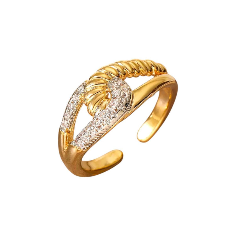 Gold Plated CZ Open Cuff Ring