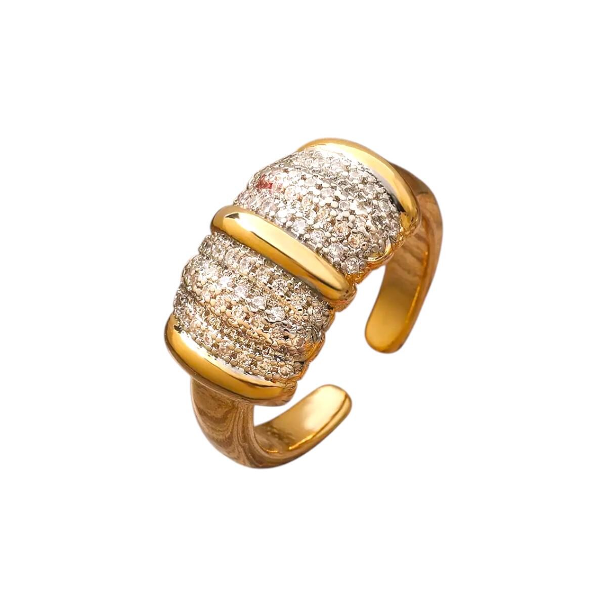 Gold Plated CZ Open Cuff Ring
