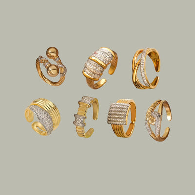 Gold Plated CZ Open Cuff Ring